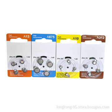A675/A312/A13/A10 zinc air battery for hearing aid